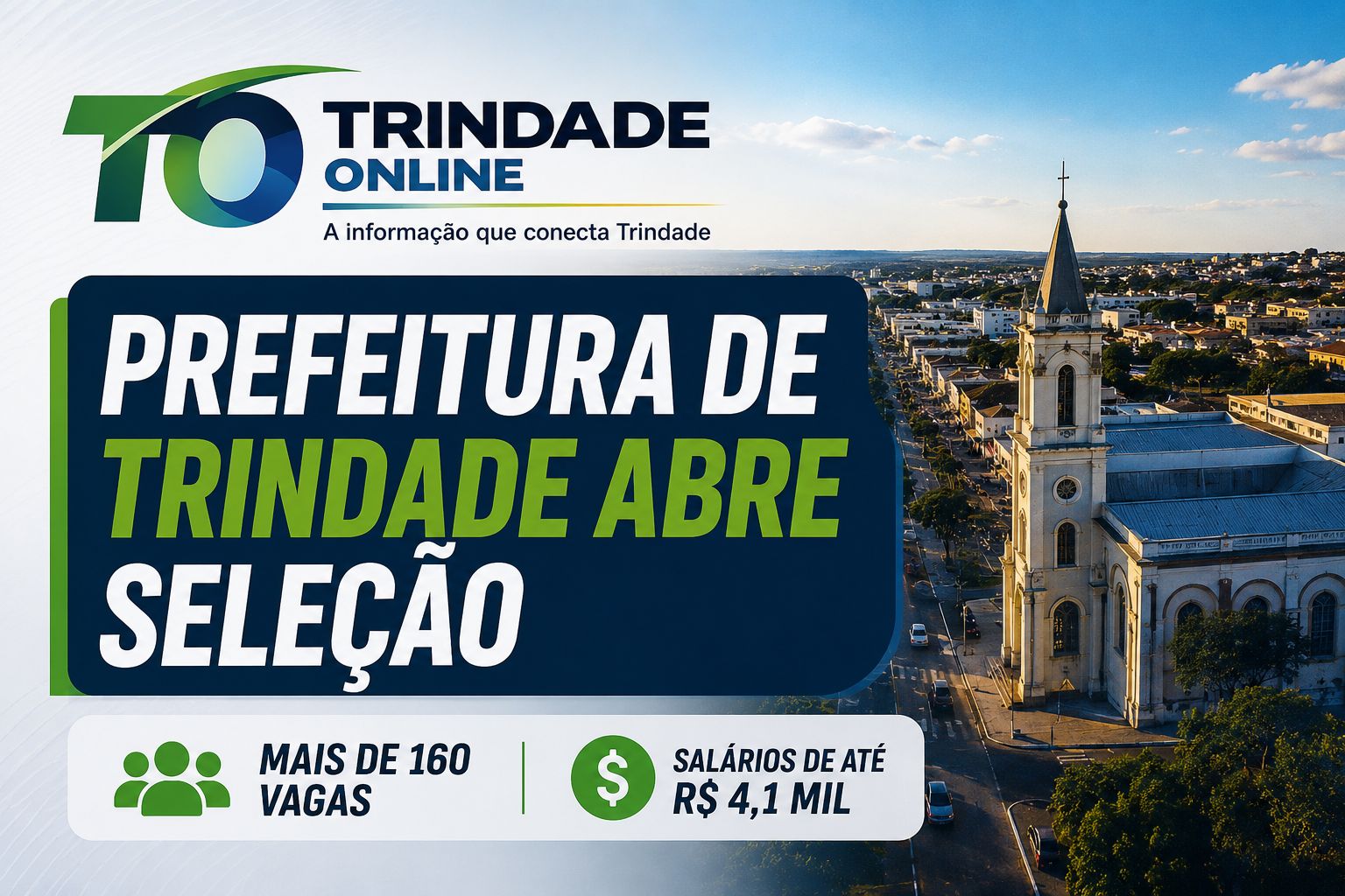 Prefeitura de Trindade abre processo seletivo com mais de 160 vagas e salários de até R$ 4,1 mil