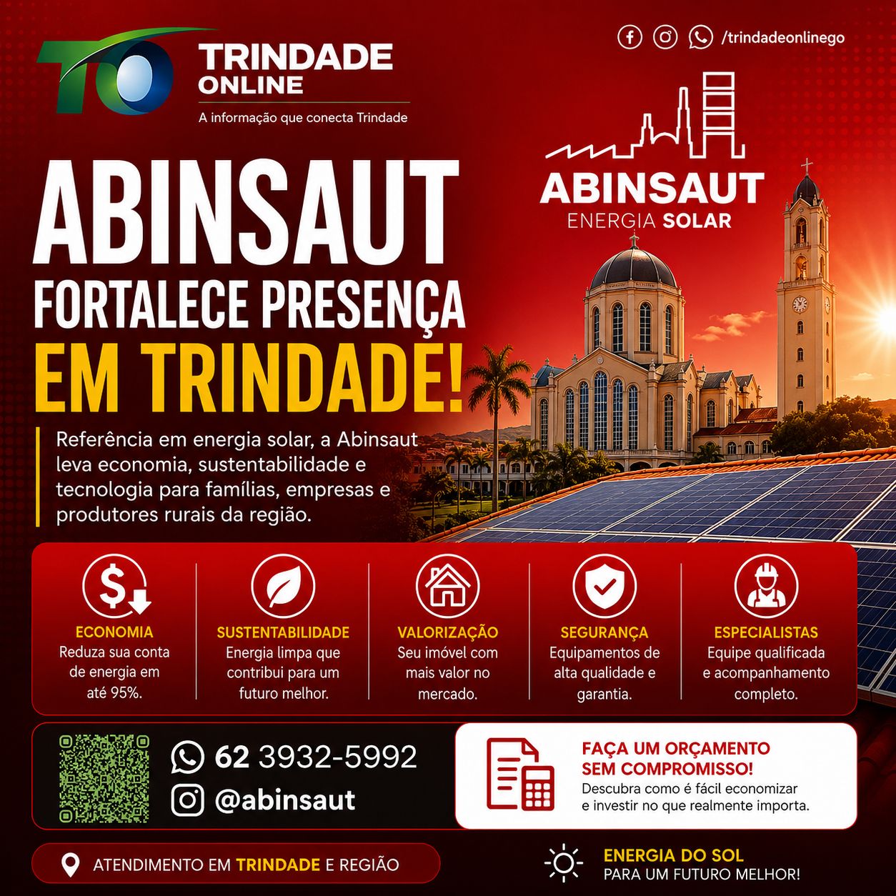 Abinsaut fortalece presença em Trindade e amplia acesso à energia solar para famílias e empresas