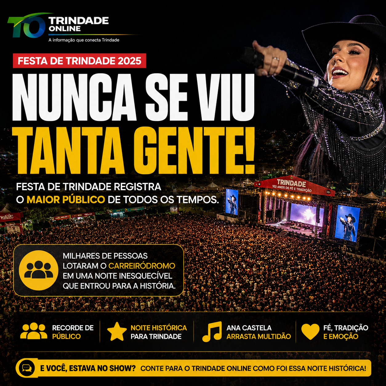 Nunca se viu tanta gente: Festa de Trindade registra o maior público de todos os tempos