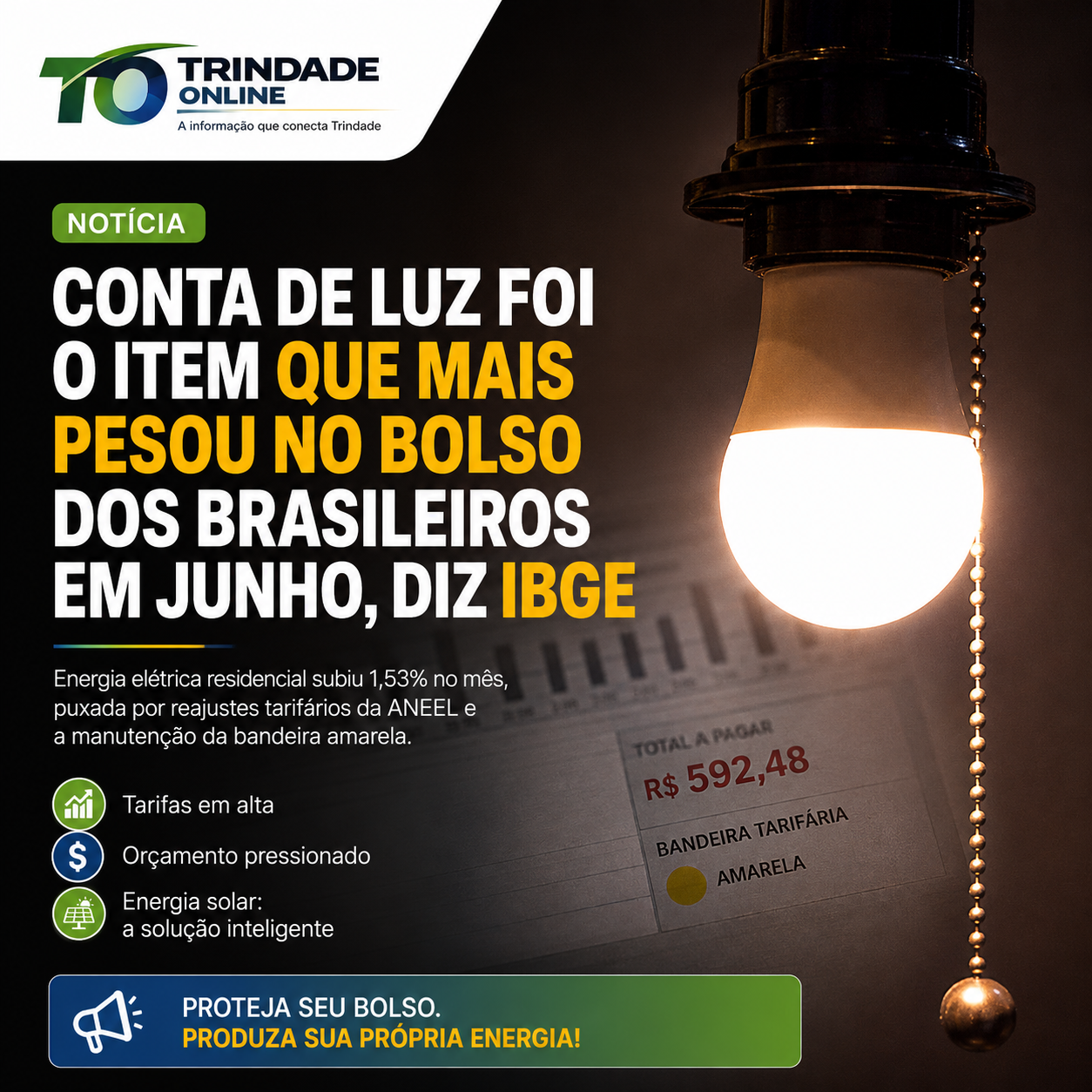 Conta de luz foi o item que mais pesou no bolso dos brasileiros em junho, aponta IBGE